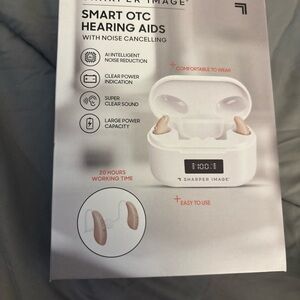 Sharper Image Beige OTC Hearing Aids with White Charging Case